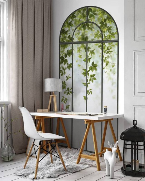 Koziel | Black loft windows arch and virginia creeper | ARCH-LPV020