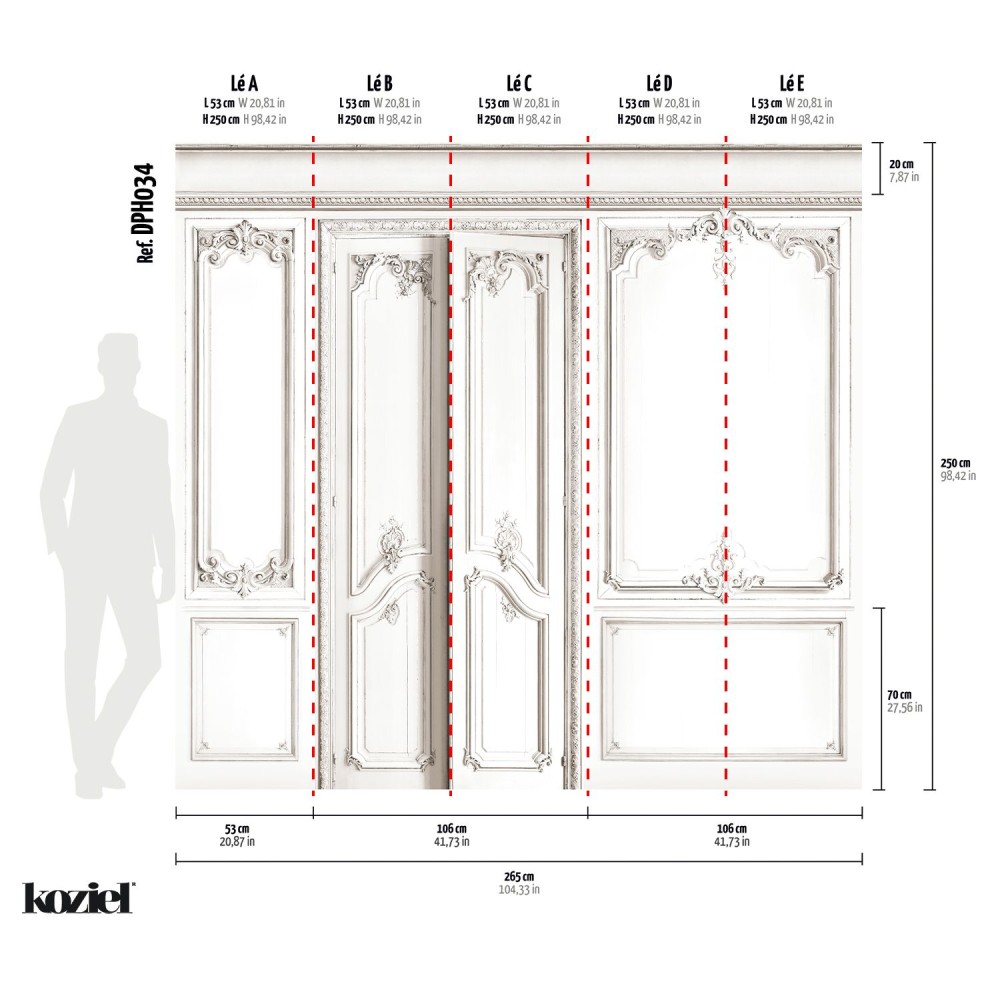 KOZIEL | Set of Haussmann wood panels - Snow | DPH034