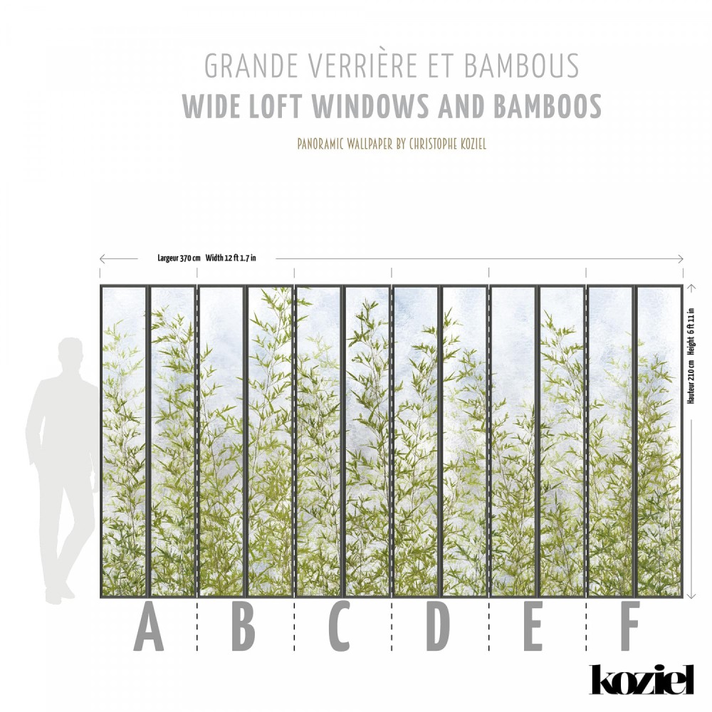 KOZIEL | Panoramic wallpaper wide loft windows and bamboos | LPV019XL-X