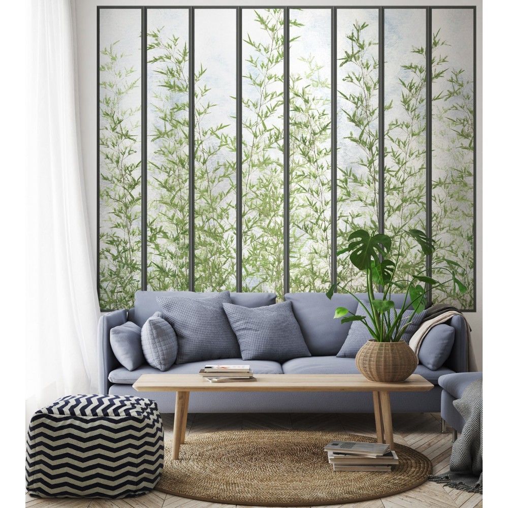 KOZIEL | Panoramic wallpaper wide loft windows and bamboos | LPV019XL-X