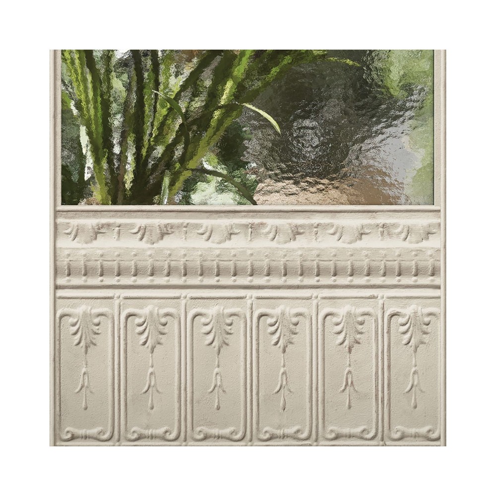 KOZIEL | Panoramic mural alabaster white winter garden greenhouse | LPV031-X