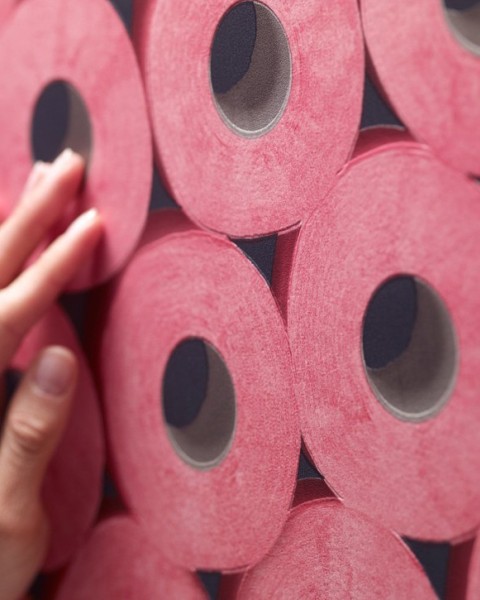 KOZIEL | Pink Toilet Paper Rolls Wallpaper | TS 8889-02