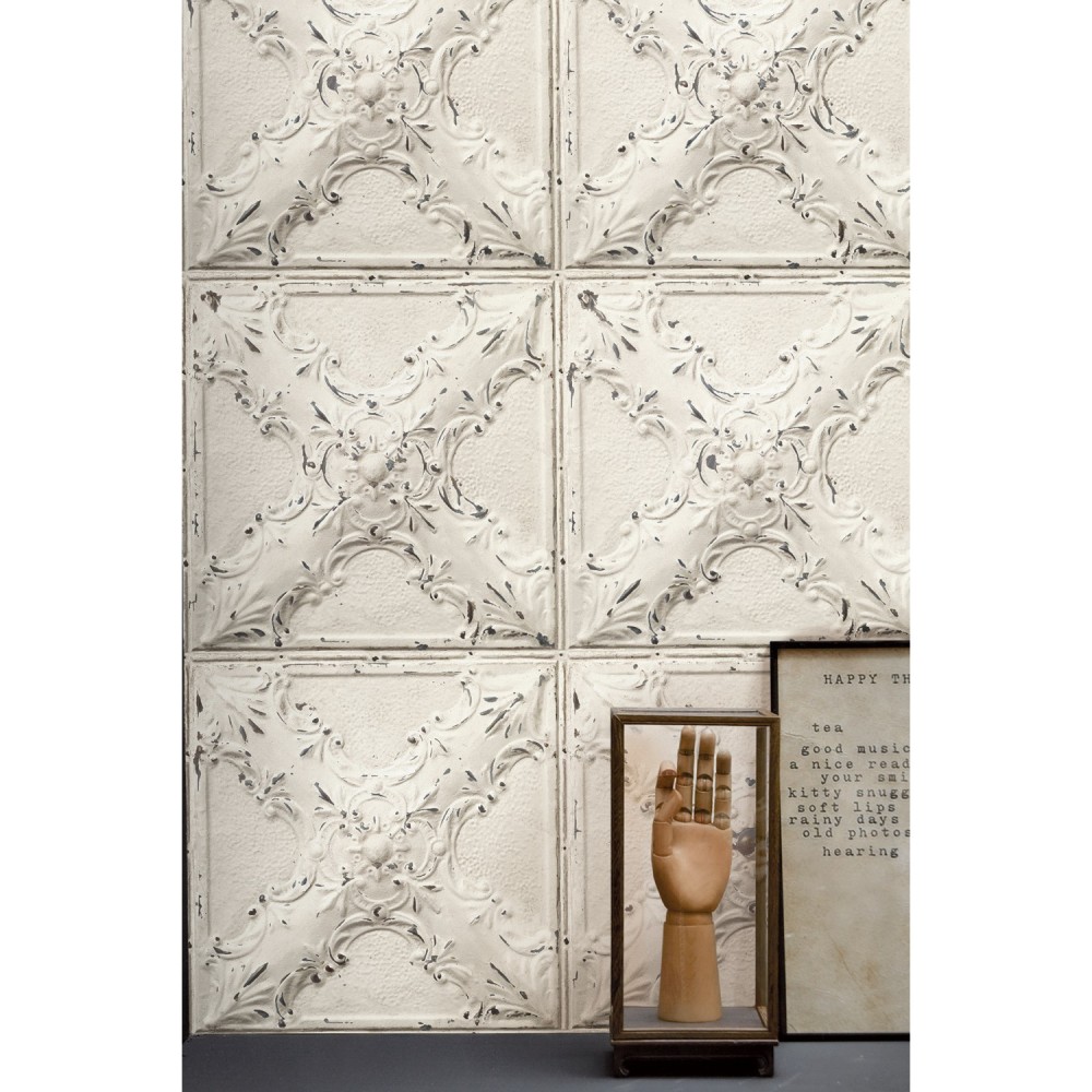 KOZIEL | Antique Off-White Tin Tiles | 006P02X6