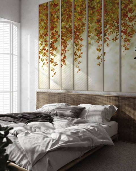 LPV055XL-X | Autumnal wide loft windows panoramic wall mural - Beige