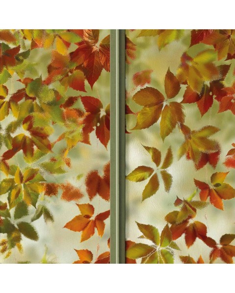 LPV056-X | Autumnal small loft windows panoramic wall mural - Sage green