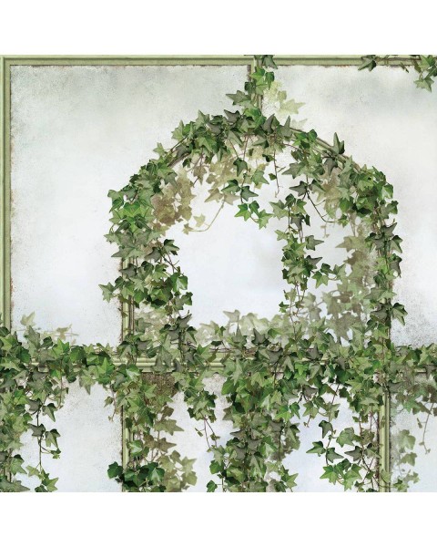 LPV058CL-X | Panoramic wallpaper sage green royal greenhouse covered with ivy