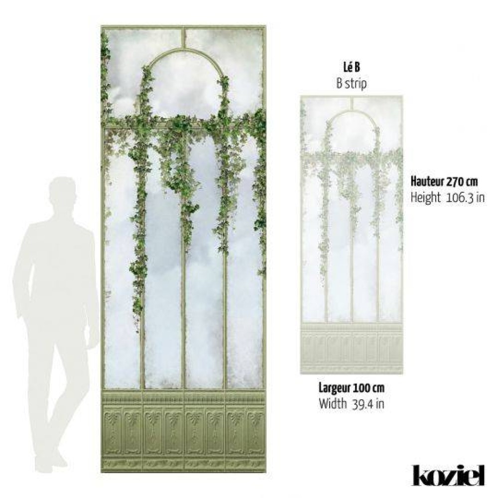 LPV058CL-X | Panoramic wallpaper sage green royal greenhouse covered with ivy
