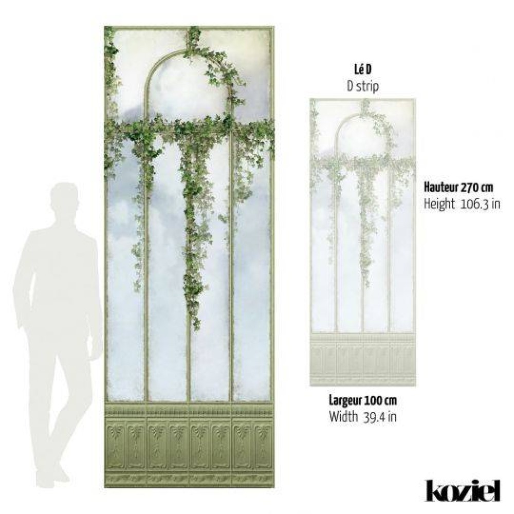LPV058CL-X | Panoramic wallpaper sage green royal greenhouse covered with ivy