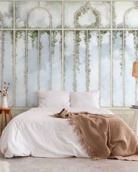 LPV059LE-X | Panoramic wallpaper beige royal greenhouse and ivy
