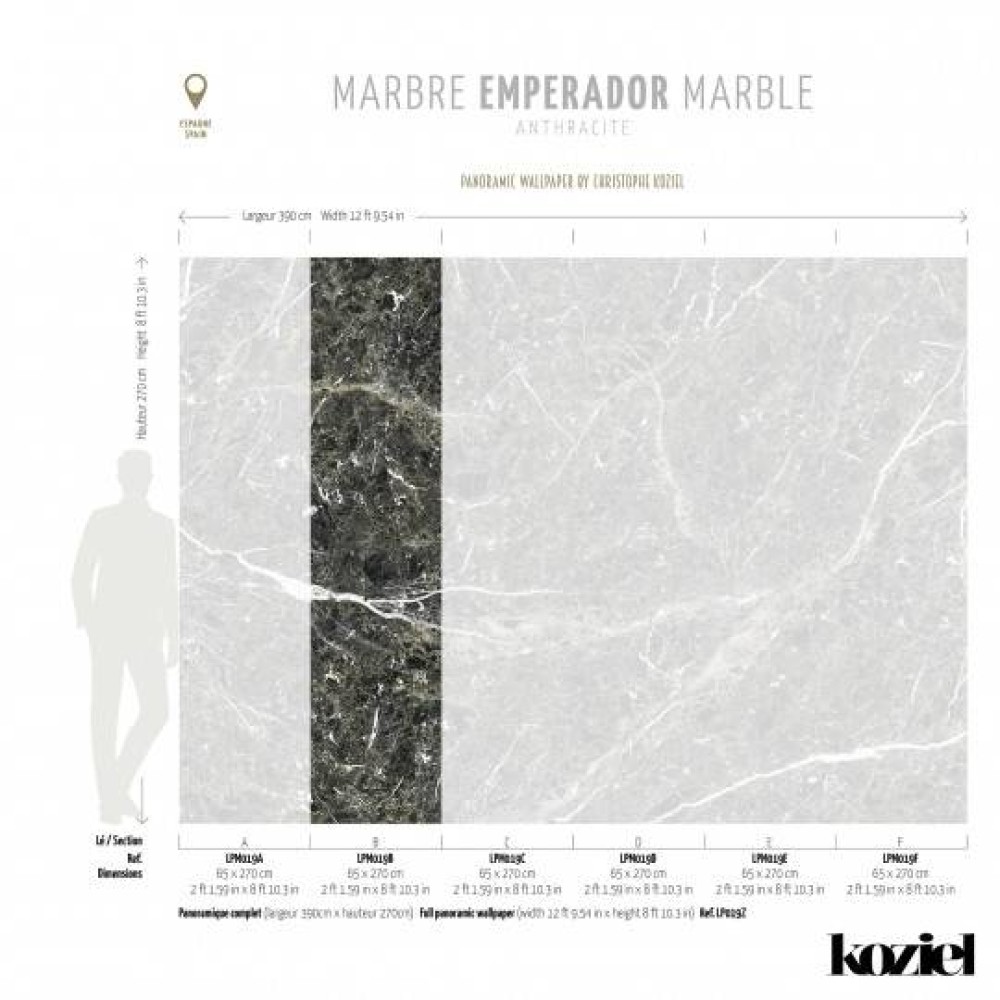 LPM019-X | Anthracite Emperador marble panoramic wall mural