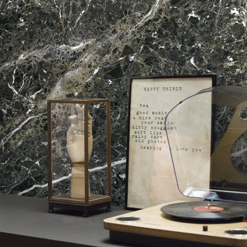 CUST-LPM019 | Anthracite Emperador marble panoramic wall mural