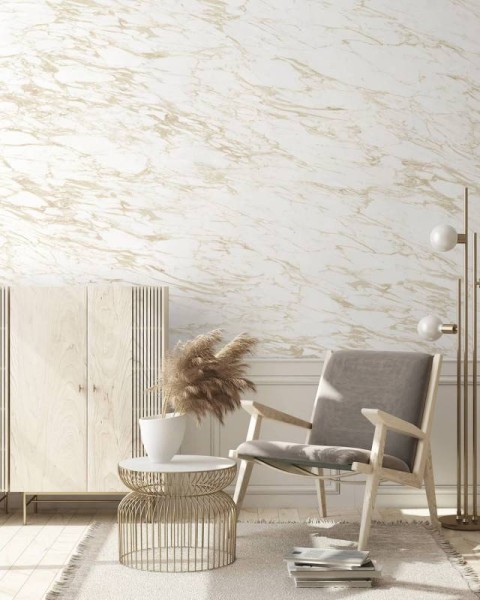 CUST-LPM026 | Beige Arabescato marble panoramic wall mural