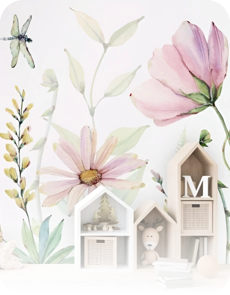 Big floral mural look perfect for kids area