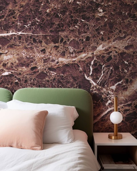 CUST-LPM022 | Deep Purple Emperador marble panoramic wall mural