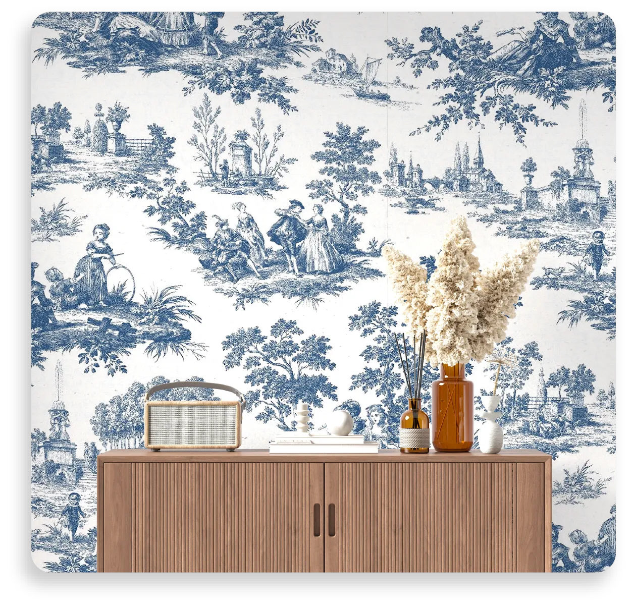 Blue Toile Wallpaper