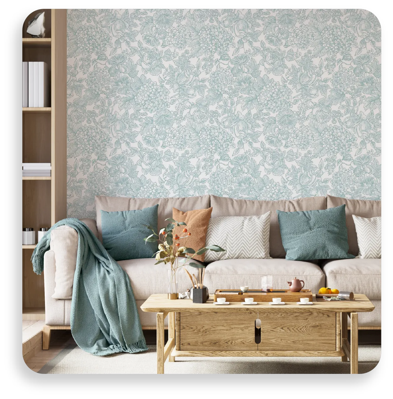 Blue Toile Wallpaper