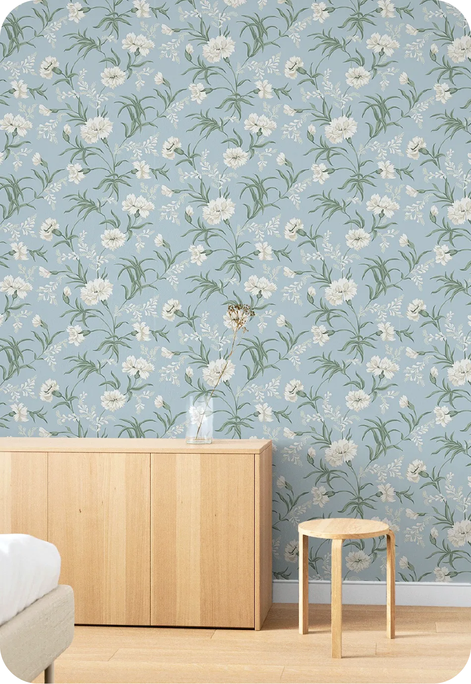 Blue floral wallpaper for bedroom
