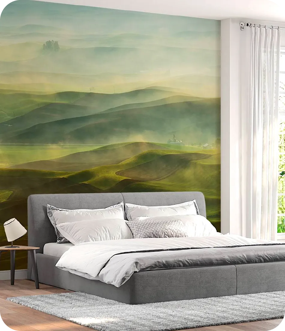 Scenery wallpaper for cozy bedroom