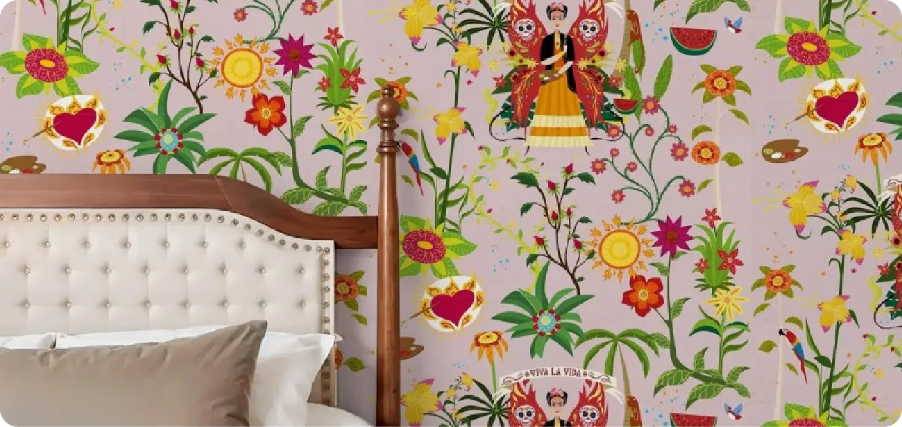 Patterned wallpaper for bedroom