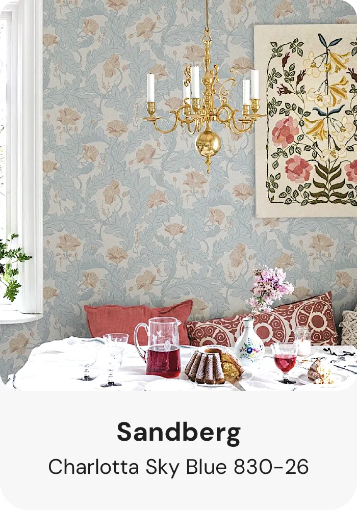 Blue floral wallpaper for living room