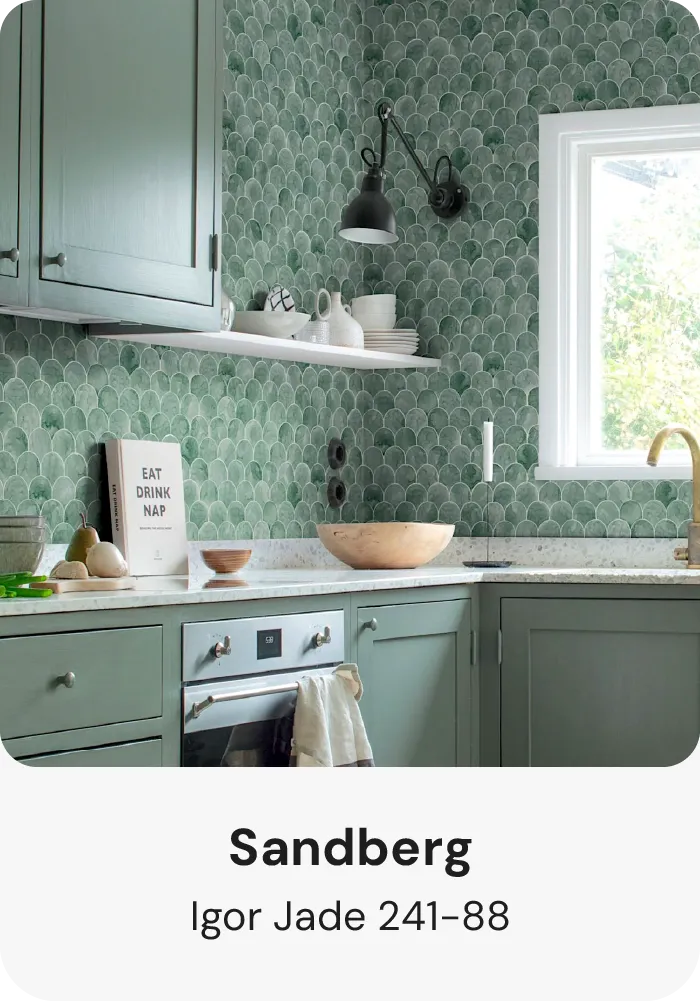 Jade wallpaper for kitchen and dining room