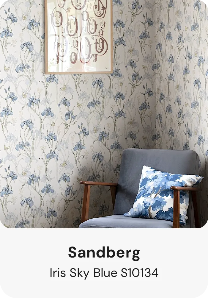 Blue floral wallpaper for living room