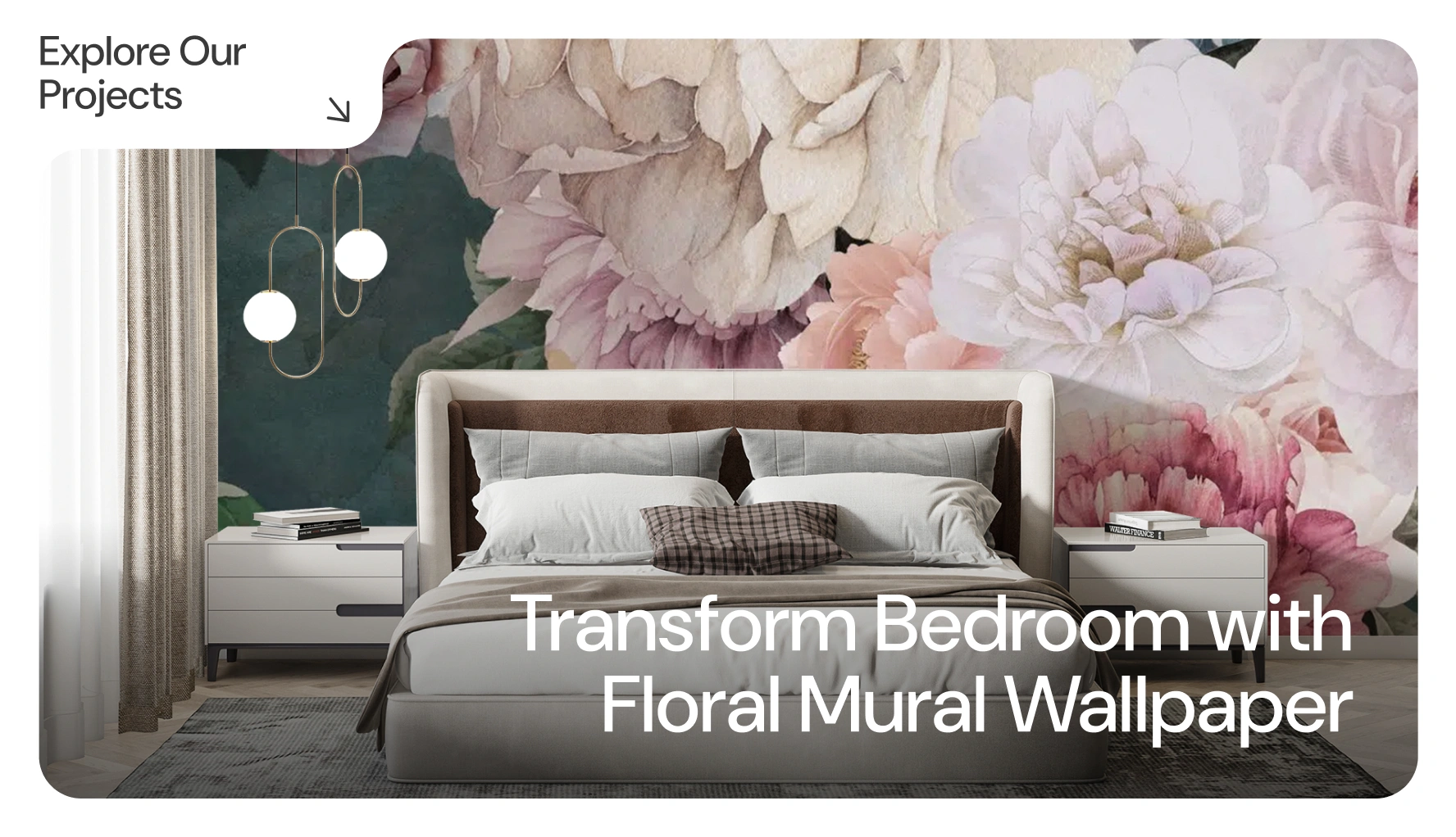 Transform Bedroom with Floral Mural Wallpaper
