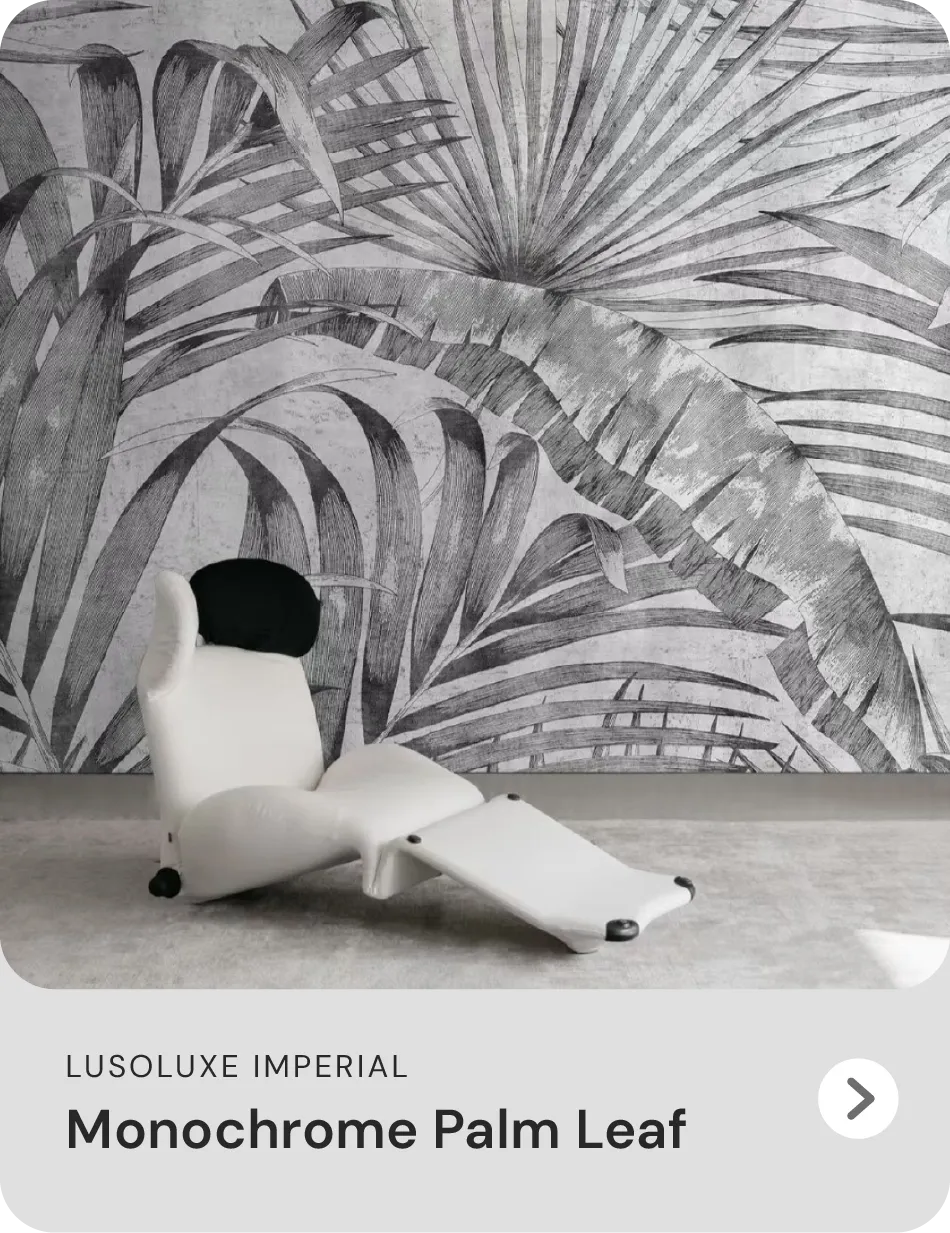 Lusoluxe Imperial Monochrome Palm Leaf Cork Wallpaper