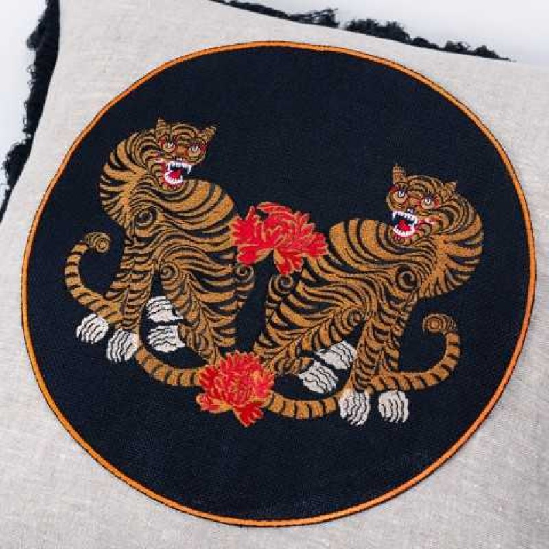 MINDTHEGAP | BENGAL TIGERS Embroidered Cushion | LC40031