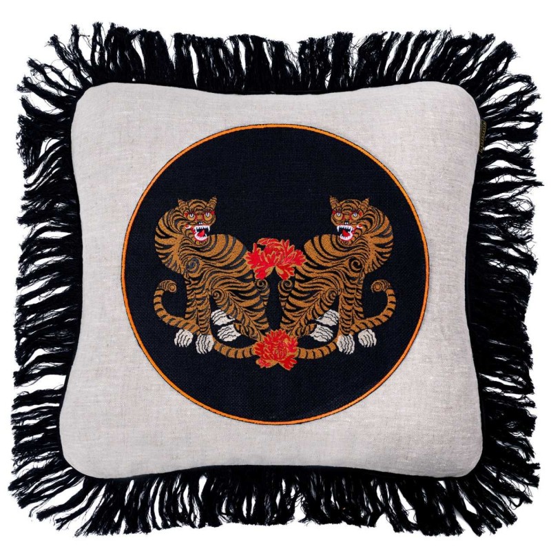 MINDTHEGAP | BENGAL TIGERS Embroidered Cushion | LC40031