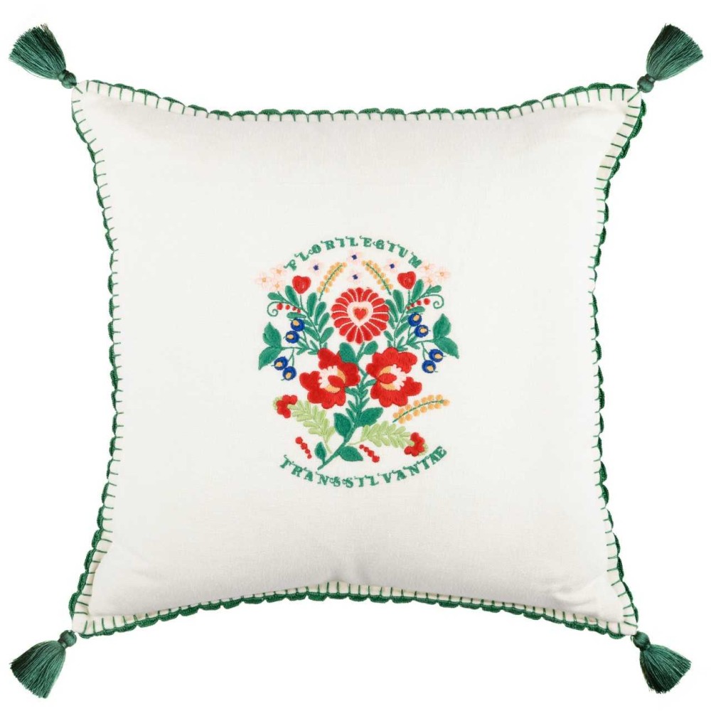 MINDTHEGAP | TRANSSILVANIAE FLORILEGIUM Linen Embroidered Cushion | LC40084