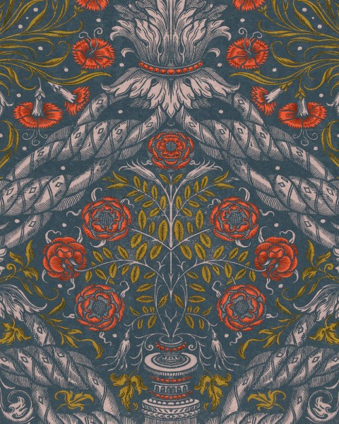 MINDTHEGAP | The Wallpaper Compendium | FLORAL ORNAMENT Scarlet | WP20471