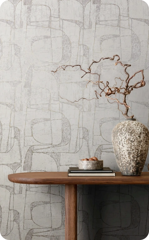 Grey Geometric wallpaper by Novamur leyla collection