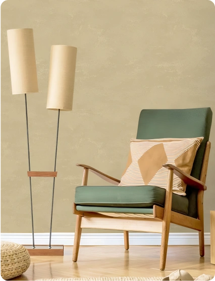 Brown minimalist with textured wallpaper for living room area