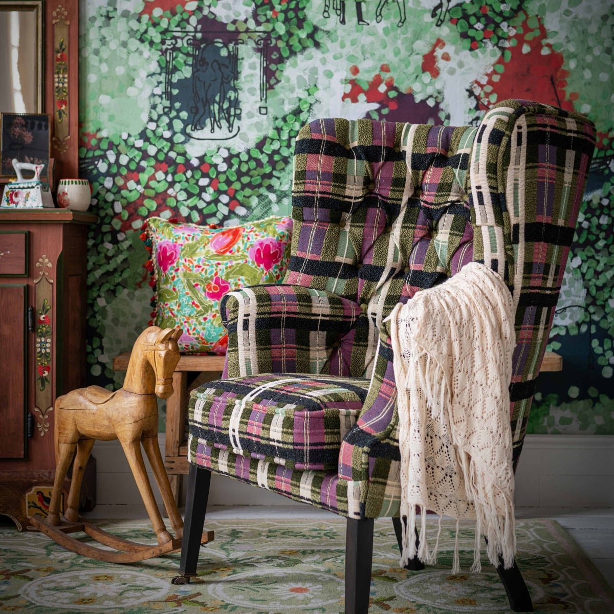 Mindthegap | Transylvanian Rhapsody | CHURCHILL XL CHAIR | KERSCHDORF Plaid Foliage