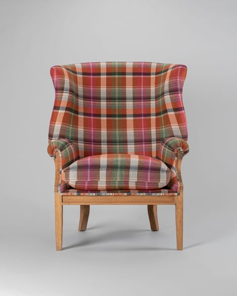 Mindthegap | Transylvanian Rhapsody | WILLIAM DECONSTRUCTED CHAIR | KERSCHDORF Plaid Carrot