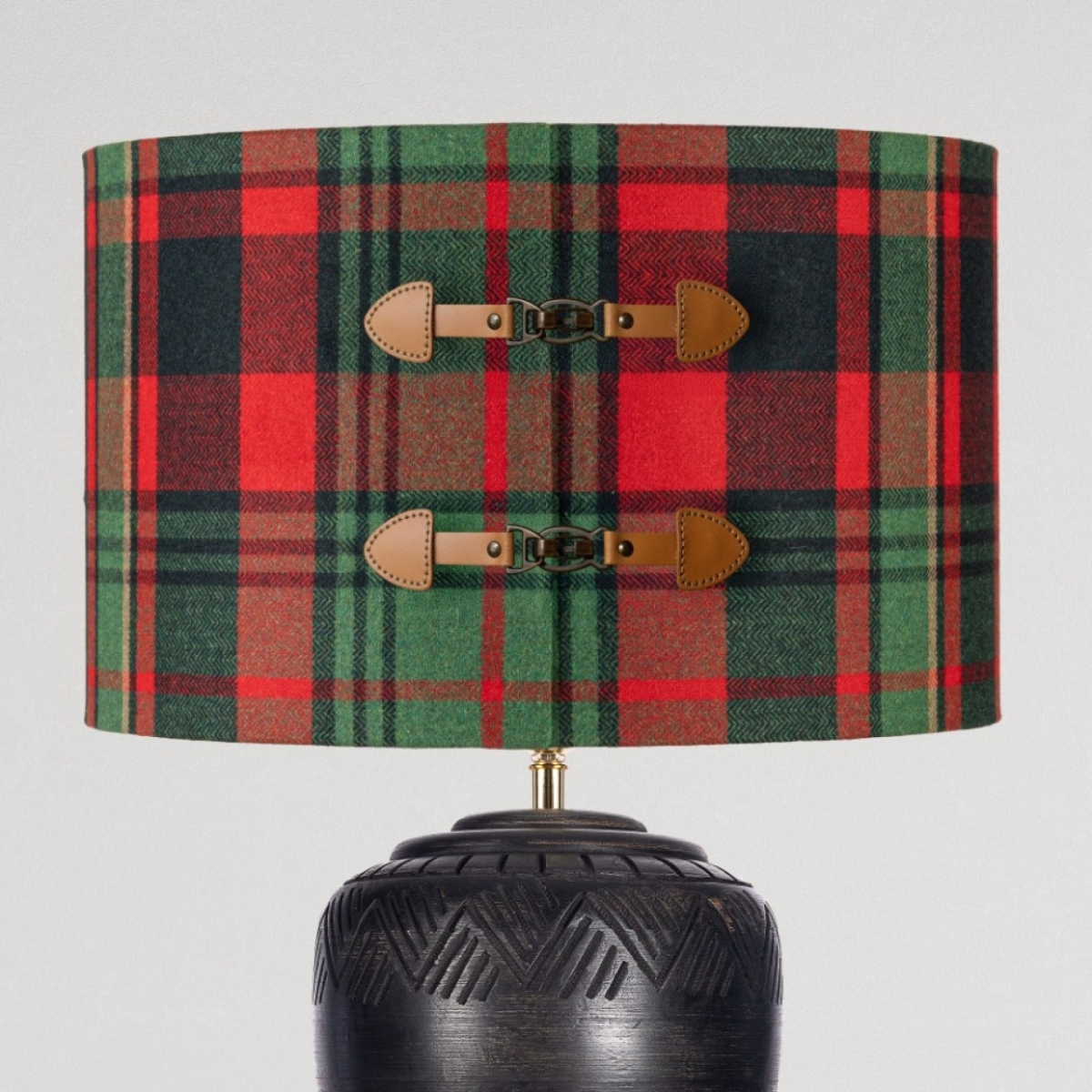 MINDTHEGAP | TYROL APRES-SKI HOME COLLECTION | Lampshade | TYROLEAN PLAID Wool Leather Buckles