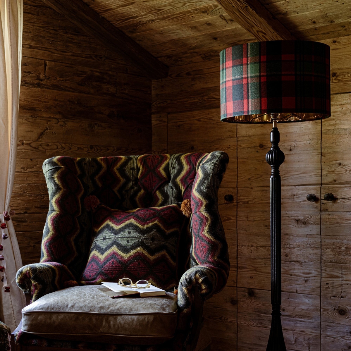 MINDTHEGAP | TYROL APRES-SKI HOME COLLECTION | Lampshade | TYROLEAN PLAID Wool Leather Buckles