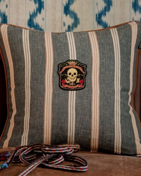 MINDTHEGAP | WOODSTOCK '69 | Cushion | Oregon Stripes Denim Washed I