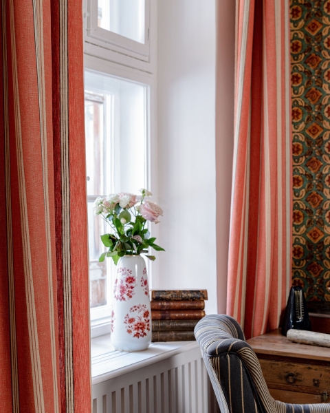 MINDTHEGAP | WOODSTOCK '69 | Fabric | OREGON STRIPES Orange Washed Linen