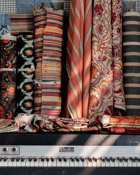 MINDTHEGAP | WOODSTOCK '69 | Fabric | OREGON STRIPES Orange Washed Linen