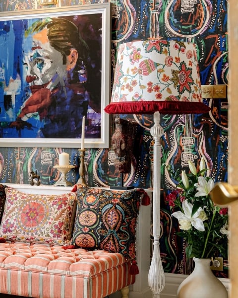 MINDTHEGAP | WOODSTOCK '69 | Lampshade | MIDSUMMER FLORAL EMBROIDERED 