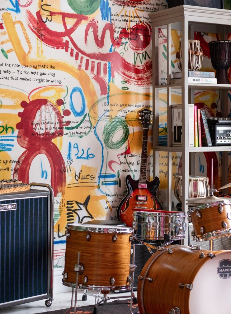Abstract jazz theme with red orange wallpaper.webp