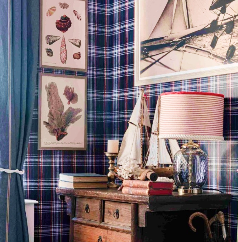 Stripe square wallpaper with navy color