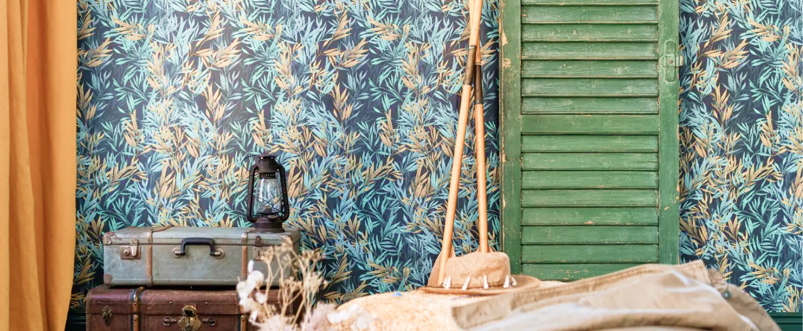 Blue abstract floral wallpaper perfect for your room