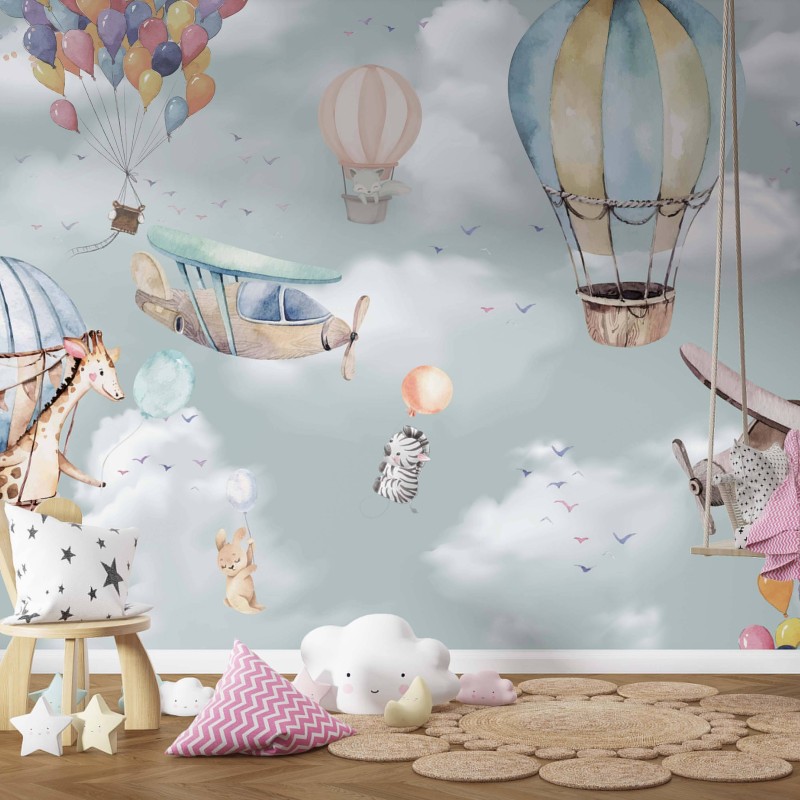 TM | Hot Air Balloon with Cartoon Animals | MUR5082