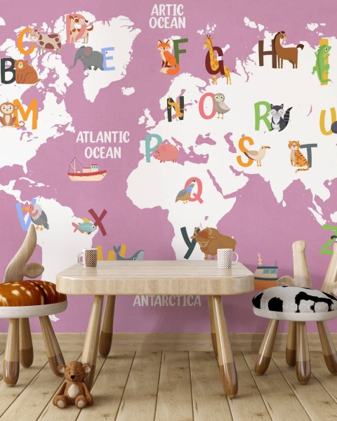 TM | Pink Cotton Maps | MUR7027B
