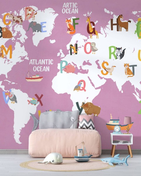 TM | Pink Cotton Maps | MUR7027B