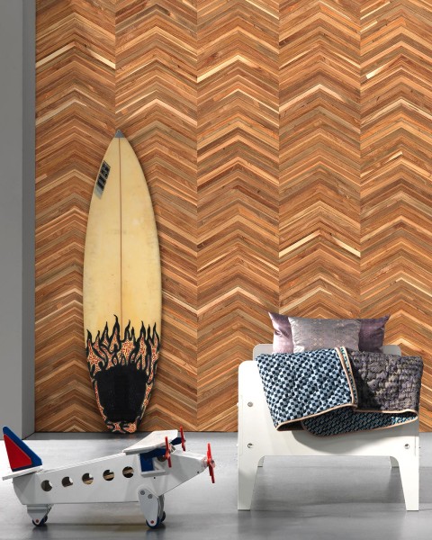 NLXL / Teak on teak chevron Timber Strips / TIM-06