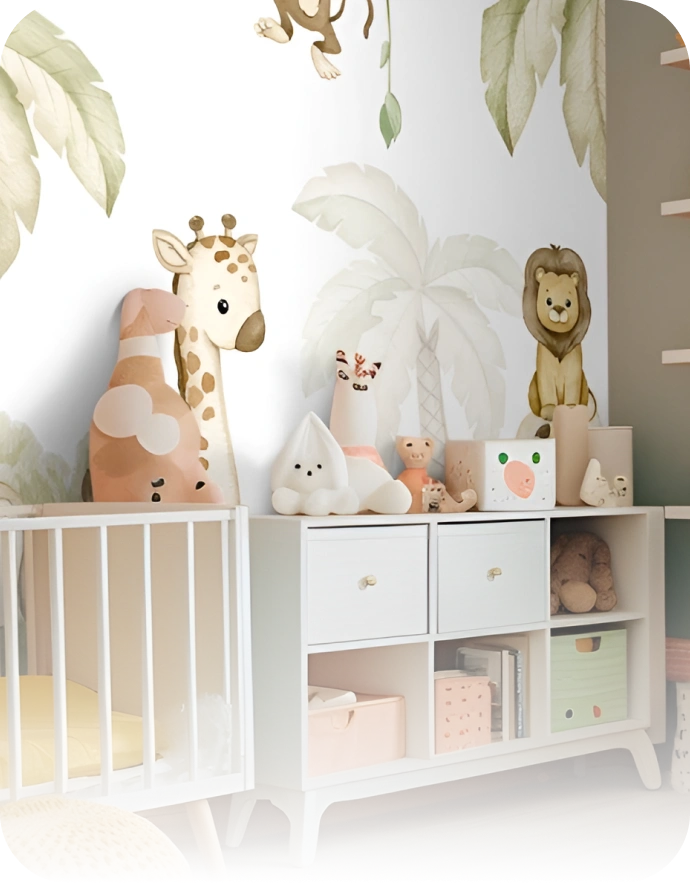 Zoo Animal Wallpaper look stunning at kids playroom